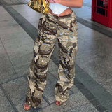 PICSGIRL  -   Cargo Pants Pocket High Waist Trousers Y2K Streetwear Fashion Women Summer Clothes Baggy Trousers Camouflage Pants