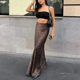 PICSGIRL  -  Spring Summer Leopard Print Long Skirt Women 2024 Sexy Mermaid Maxi Skirts Vintage Chic Streetwear High Waist Y2K Clothes