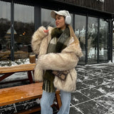 PICSGIRL  -   Luxury Brand Fluffy Faux Fur Jacket Women 2024 Winter Long Thicken Warm Gradient Fox Fur Coat Streetwear Furry Overcoat