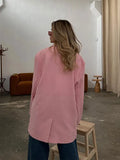 PICSGIRL - 2024 Spring New Pink Split Lapel Collar Blazers Coats Female Loose Leisure Fashion Coat Lady Lapel Loose Double Breasted Blazer