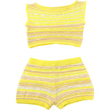 PICSGIRL  -  Sexy Summer Crochet Women 2 Piece Set Thin Beach Vacation Hollow Tank Tops+Shorts Stretch Matching Streetwear Outfits