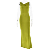 PICSGIRL  -  Sexy Sleeveless Backless Maxi Dress Green Outfit Women Vacation Long Dresses Elegant Summer Clothes 2024