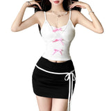 PICSGIRL  -  European and American Style 2024 Summer New Women's Sexy Spicy Girl Split Bow Tie Pure Desire Suspender Vest