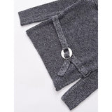 PICSGIRL  -  High Street Women Sexy Off Shoulder Knit Sweater Long Sleeve With Belt Slim Gray Pullover Female Autumn Winter Knitwear