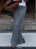 PICSGIRL  -  Twists Woolen Knitted Maxi Skirt Women Lacing Low Rise Slim Long Fishtail Skirt Hottie Autumn Winter Streetwear