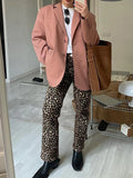 Picsgirl -  Fashion Leopard Print Long Pants For Women 2024 Spring Slim Single Button Pencil Trousers Female Chic High Waist Ladies Pants