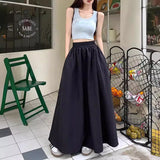 PICSGIRL  -  Mint Manbo Half Skirt Umbrella Skirt Women's Summer Thin Elastic Waist Slim Large Swing Skirt Spring Loose A-line Long