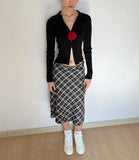 Picsgirl -  Women High Waist Plaid A-Line Midi Skirt