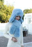 PICSGIRL  -  Hat Scarf Set Winter Warm Earmuffs Hat Girl Hat Natural Fluffy Plush Hat Leather Hat  Шапка Женская