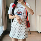 PICSGIRL  -  Color-blocking Round-neck Short-sleeved T-shirt That Is Slimming