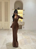 PICSGIRL -  Women Greek Goddess Long Sleeve V Neck X-sharp Maxi Dress