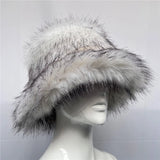 PICSGIRL  -  Winter Hat New Candy Color Faux Fur Y2k Warm Plush Basin Hat Unisex Bucket Hat Bob Homme