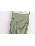 PICSGIRL  -  Fashion Cascading Ruffles Women's Summer High Waist Green Skirts Chic Lady Summer Elegant Asymmetrical Slim Long Skirt