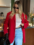 PICSGIRL  -  Autumn Red Fashion Blazer Women 2024 New Single Breasted Long Sleeve Pockets Outerwear Streetwear Fashion Casual Jackets Female