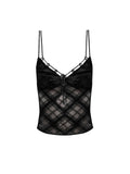 PICSGIRL  -  Summer Women Y2k Dark Academia Camisole Vintage Mesh See Through Crop Top Coquette 2000s Aesthetic Gyaru Halter Top Hot Sexy