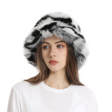 PICSGIRL  -  Autumn Winter Women Keep Warm Rainbow Faux Fox Fur Basin Cap Female Fashion Casual Party Bucket hat Music Festival Thickened Hat