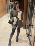 PICSGIRL  -  Fall New Striped Blazer Coat For Women With Detachable Splice Flare Long Sleeve Casual High Street Lapel Female Blazer