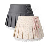 PICSGIRL  -  Summer Women Ballet Core Lace Mini Pleated Skirt Mori Girl Gyaru Coquette 2000s Aesthetic A-line Micro Skirt Kpop Kawaii Club