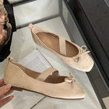 PICSGIRL  -  NEW Spring/Autumn Flats Mary Jane Shoes Square Toe Women's Shoes Bow Velvet Ballet Flats Women Shoes