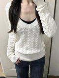 PICSGIRL  -  2024 Autumn Sweet Solid Twist Sweater Women Y2k Aesthetic Casual Loose Vintage Tops Preppy Style Fairy Knitwear All Match Jumper