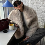 PICSGIRL  -  Faux Fur Cardigan Coat Women 2024 Winter Luxury Solid Long Sleeve Fashion Short Coats Lady Elegant Warm Thick Jackets Outerwear