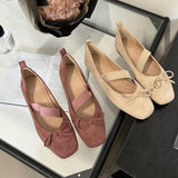 PICSGIRL  -  NEW Spring/Autumn Flats Mary Jane Shoes Square Toe Women's Shoes Bow Velvet Ballet Flats Women Shoes