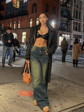 PICSGIRL  -  Baggy Casual Wide Leg Jeans Women Streetwear Washed Denim Trousers Female Vintage 90s High Waist Straight Pants 2025 Spring