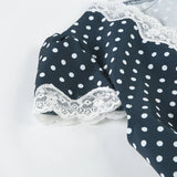 PICSGIRL  -  Fashion Dot Print Lace Trim V-Neck Women Elegant Dresses Summer Causal Design Trendy Frocks