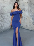 PICSGIRL  -  layered look inspo Off Shoulder Solid Women Dress Sleeveless Backless Split Lady Dresses Fashion Wave Cut Evening Party Female Maxi Vestidos