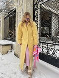 PICSGIRL  -  Retro Lambwool Solid Long Coats Women Elegant Loose Lapel Single Breasted Plush Coat Female Winter Warm Chic Street Overcoats