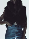 PICSGIRL  -  Faux Fur Vest Women 2024 Winter Warm Fake Fox Fur Sleeveless Jacket Coats Chic Fluffy Waistcoat Autumn Outerwear Gilets