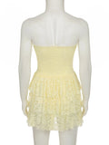 PICSGIRL  -  Holiday Slim Lace A-Line Dress Beach Style Sweet Sexy Slash Neck Sleeveless Mini Dresses For Women 2025 Summer Fashion