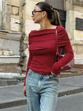 PICSGIRL  -  Knit Sweater Pullover Top For Women Fashion Off-Shoulder Slim Casual High Waist Cropped T-shirt Female Knitwear Pullover