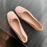 Picsgirl -  Fashion Design Silk Ballerinas Women Pumps Slip on Loafers Round Toe Square Heels Bowknot Casual Spring Autumn Shoes