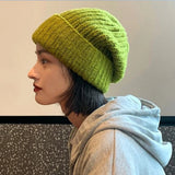 PICSGIRL  -  Winter Knitted Hat Women Korean Fashion Solid Outdoor Warm Beanies All-match Casual Elastic Comfortable Cap 2024 New