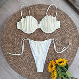 PICSGIRL  -  Sexy Shell Micro Bikini Women Swimsuit Female Swimwear Thong Bikinis Set Brazilian Beach Wear Bathing Suit Biquini