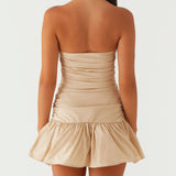 PICSGIRL  -  Chic 2025 Ruched Tube Top Dress Women Strapless Sleeveless Slim Fit Flare Mini Dress Summer Clubbing Dress