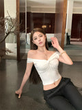 PICSGIRL  -  2024 French Gentle Women Fashion Leisure Elegant Slash-Neck Knot Twist T Shirt With Elastic Slim Ruffles Cake Skirts Temperament