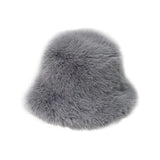 PICSGIRL  -  Fluffy Fur Bucket Hat for Women Imitation Mink Hair Warm Basin Cap Thickened Plush Winter Hats Lady Fashion Panama Fisherman Cap