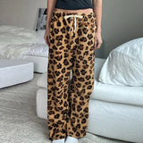 PICSGIRL  -  American Retro Leopard Print Plush Casual Pants Women Autumn Winter Streetwear Hot Girls Loose Warm Harajuku Y2K Pants