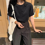 PICSGIRL  -  Summer Pure Cotton Women Top Short Sleeved Spring and Autumn Inner Matching Loose Bottomed Shirt Korean Shoulder White T-shirt