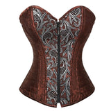 PICSGIRL  -  Women's Corset Gothic Embroidered Corsets Pirate Bustier Steel Boned Bustiers Zip Korsett Basque Carnival Party Clubwear Costume