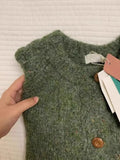 PICSGIRL  -  Retro Green Casual Knitted Jacket Women's Autumn And Winter New Round Neck Loose Single Breasted Short Top