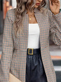 PICSGIRL  -  Women Retro Slim Plaid Suit Jacket Fashion Casual Long Sleeve Buttonless Formal Coat 2025 Spring Lady Commuting Highstreet Coat