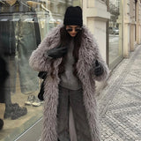 PICSGIRL  -  casual winter outfits Extra Long Luxury Lamb Fur Teddy Coat Women 2024 Winter Ladies Mob Wife Style Oversized Chunky Faux Fur Jacket Overcoat