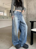 PICSGIRL  -  Y2k 2000s Vintage Baggy Jeans Woman Korean Fashion Harajuku Denim Pants Streetwear Casual Gyaru Trousers American Retro