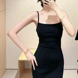 PICSGIRL  -  One-shoulder High-grade Backless Temperament Long Skirt New Women's One-neck Simple Knit Sling Dress