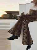 PICSGIRL  -  Stylish Leopard Printed High Waist Pants Women 2024 Spring Summer Charming Slim Bell-bottoms Newest Female Street Flare Trousers