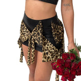 PICSGIRL  -  Leopard Bows Super Short Skirt Hot Girl High Waist Sexy Skirt Fashion Patchwork Female Club Casual Party Clothes 2025 New