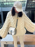 Picsgirl -  Round Neck Solid Loose Knitted Sweater Women Long Sleeve Warm Pullovers Knitwear Elegant Female Street Oversize Jumpers